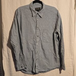 Eddie Bauer Men's Casual Blue Plaid‎ Shirt
